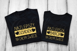 Komplet-czarnych-koszulek-najlepsza-babcia-dziadek-na-całym-świecie-złoty-nadruk