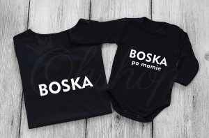 Boska i Boska po mamie komplet czarnych koszulek dla mamy i córki.jpg