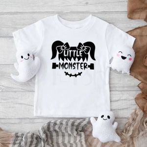 Biała-koszulka-dla-dziewczynki-na-halloween-Little-Monster.webp