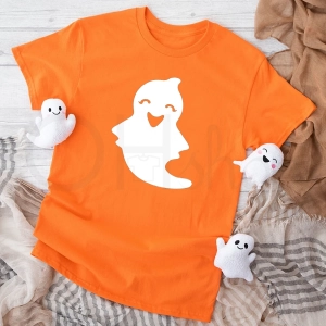 Pomarańczowa-koszulka-dla-dziewczynki-na-halloween-duszek.webp