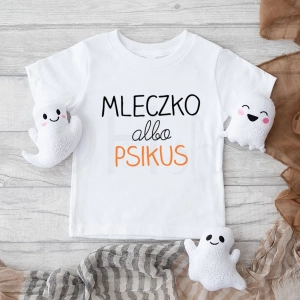 Biała-koszulka-dziecięca-na-halloween-mleczko-albo-psikus.webp