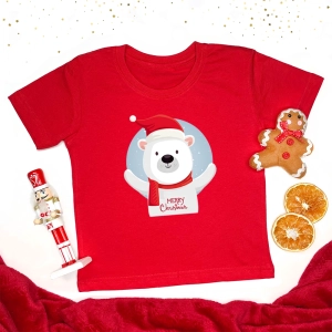 Czerwona-koszulka-dziecięca-Miś-Merry-Christmas.webp