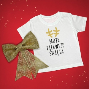 Moje pierwsze święta z rogami renifera body lub koszulka dla dziecka na Boże Narodzenie