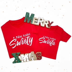 Nie taki święty Nie taka święta zestaw koszulek dla dorosłego i dziecka