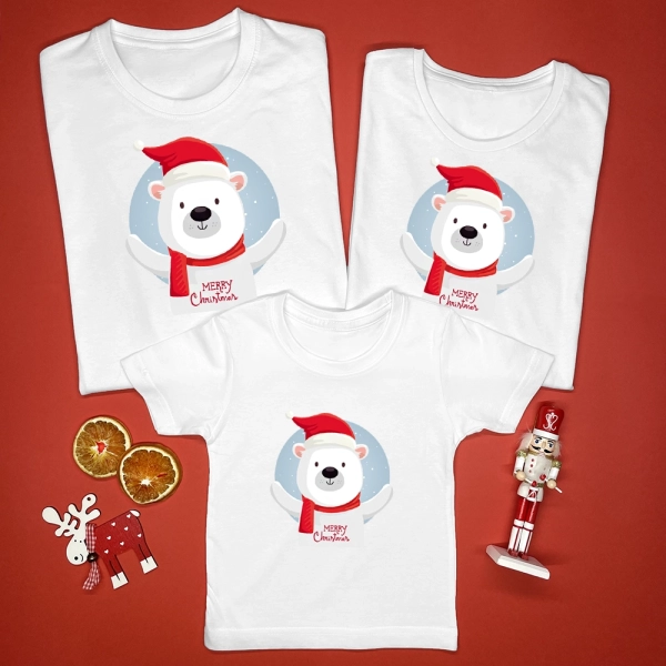 Białe-koszulki-komplet-rodzinny-miś-merry-christmas.webp