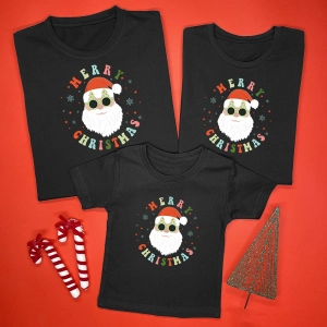 Czarne-koszulki-komplet-merry-christmas-cool-mikołaj.webp