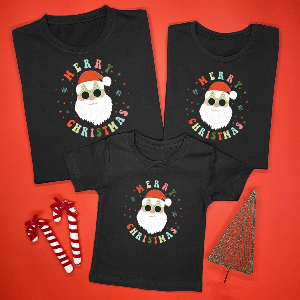 Czarne-koszulki-komplet-merry-christmas-cool-mikołaj.webp