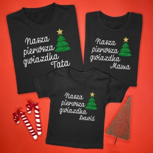 Czarne-koszulki-komplet-rodzinny-nasza-pierwsza-gwiazdka-z-imieniem-dziecka.webp