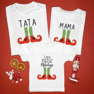 Elf najlepszy pomocnik Mikołaja zestaw rodzinnych koszulek na  święta