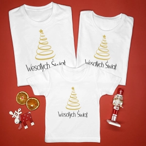 Choinka zestaw koszulek świątecznych dla całej rodziny
