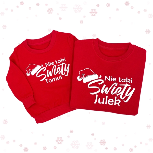 Czerwone-bluzy-dla-rodzeństwa-na-boże-narodzenie-nie-taki-święty-Tomuś-i-Julek-śnieżynki.webp