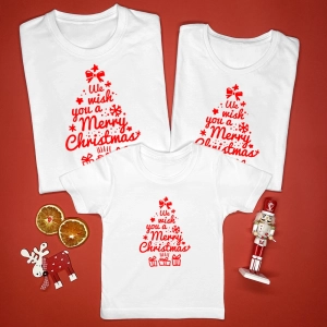 We wish you zestaw świątecznych koszulek z życzeniami dla całej rodziny