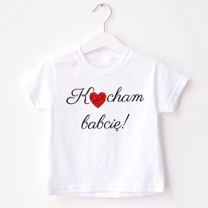 Biała-koszulka-dziecięca-kocham-babcię-brokat.webp
