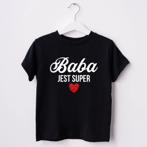 Czarna-koszulka-dziecięca-baba-jest-super.webp