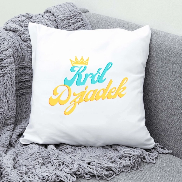 Poduszka-biała-z-nadrukiem-król-dziadek-z-koroną.webp