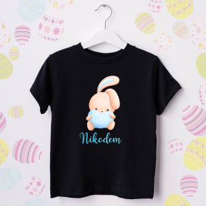 Zajączek z sercem  i imieniem body niemowlęce lub koszulka dziecięca dla chłopca