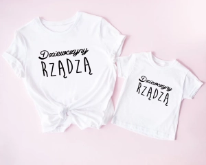 Zestaw koszulek lub body dla mamy i córki z nadrukiem Dziewczyny rządzą