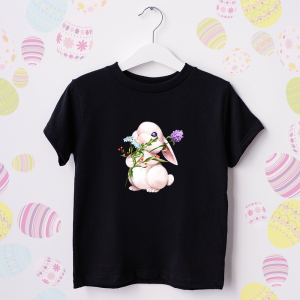 Zajączek polne kwiaty body niemowlęce lub koszulka dla dziewczynki 