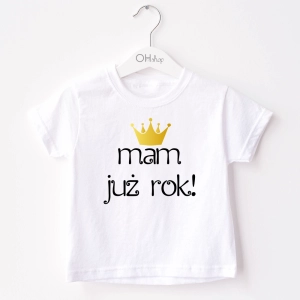Biała-koszulka-dziecięca-mam-już-rok.webp