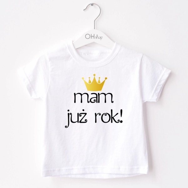 Biała-koszulka-dziecięca-mam-już-rok.webp