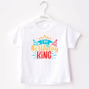 Biała-koszulka-dziecięca-birthday-king.webp