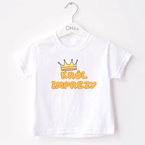 Biała-koszulka-dziecięca-król-imprezy.webp