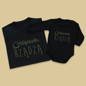 Koszulka-body-czarne-tata-syn-chłopaki-rządzą-khaki.webp