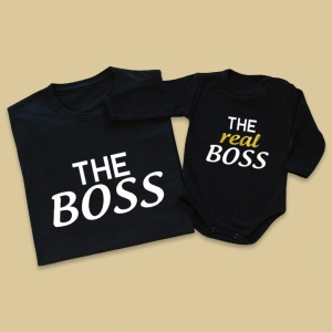 Koszulka-body-czarne-tata-dziecko-the-real-boss.webp