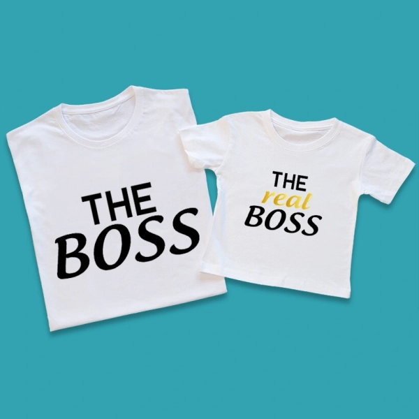 Koszulki-białe-tata-syn-the-real-boss.webp