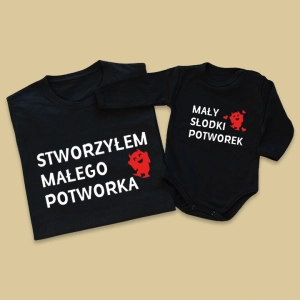 Koszulka-body-czarne-tata-dziecko-słodki-potworek.webp