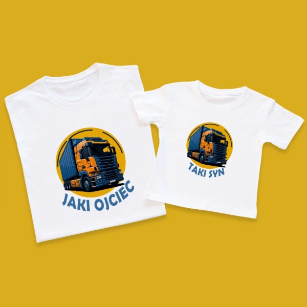 Koszulki-białe-jaki-ojciec-taki-syn-ciężarówka-tir.webp
