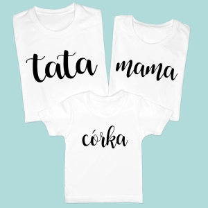 Białe-koszulki-komplet-mama, tata.webp
