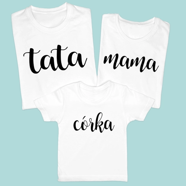 Białe-koszulki-komplet-mama, tata.webp