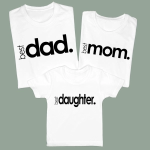 Rodzinny zestaw koszulek z minimalistycznym nadrukiem Best dad best mom