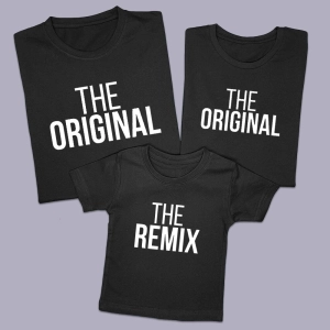 Koszulki z nadrukiem dla mamy taty i dziecka The Original The Remix
