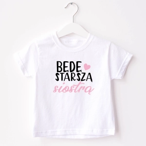 Biała-koszulka-będę-starszą-siostrą-jasny-róż.webp