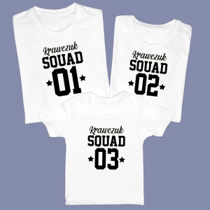Nazwisko squad komplet koszulek dla całej rodziny 