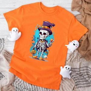 Pomarańczowa-koszulka-dziecięca-na-halloween-truposzek.webp