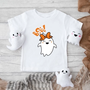 Biała-koszulka-dla-dziewczynki-na-halloween-duszek-boo.webp