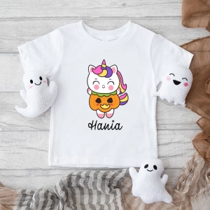 Jednorożec z dynią koszulka lub body dziecięce na Halloween