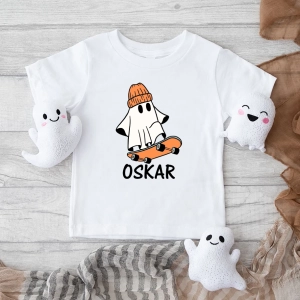 Biała koszulka dziecięca halloween-retro.webp