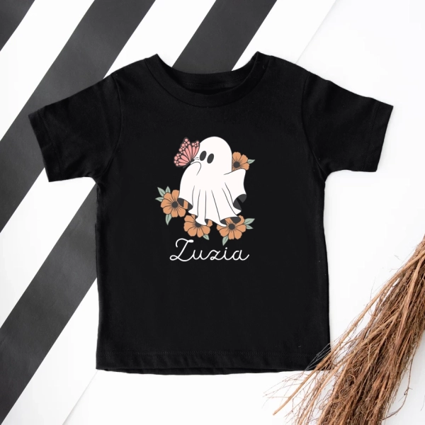 Czarna koszulka halloween-retro-dziewczynka.webp