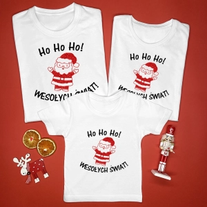 Mikołaj Wesołych Świąt zestaw koszulek dla rodziny na Boże Narodzenie