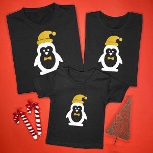 Czarne-koszulki-zestaw-rodzinny-świąteczne-pingwinki.webp