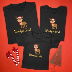 Czarne-koszulki-komplet-boże-narodzenie-renifer-wesołych-świąt.webp