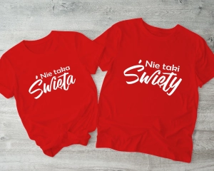Czerwone-koszulki-dla-pary-nie-tacy-święci-nadruk-biały.webp