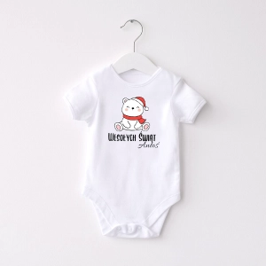 Świąteczny miś z imieniem koszulka lub body dziecięce