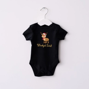 Renifer z napisem Wesołych Świąt bodziaki lub koszulka dziecięca