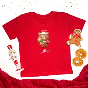 Czerwona-koszulka-dziecięca-boże-narodzenie-ciastko-miś.webp
