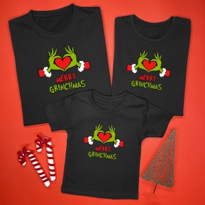 Czarne-koszulki-komplet-boże-narodzenie-merry-grinchmas.webp
